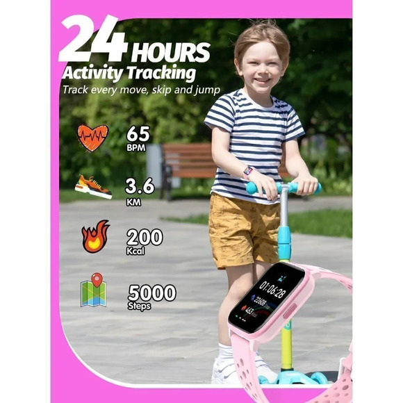 Butele Kids Smart Watch Smart Watch for Kids Game Smart Watch Gifts- Pink - Picture 6 of 16
